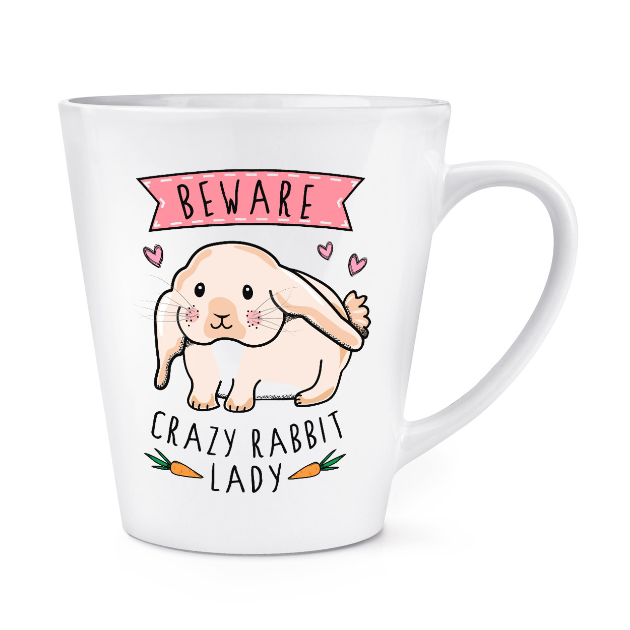 Beware Crazy Rabbit Lady 12oz Latte Mug Cup - Bunny