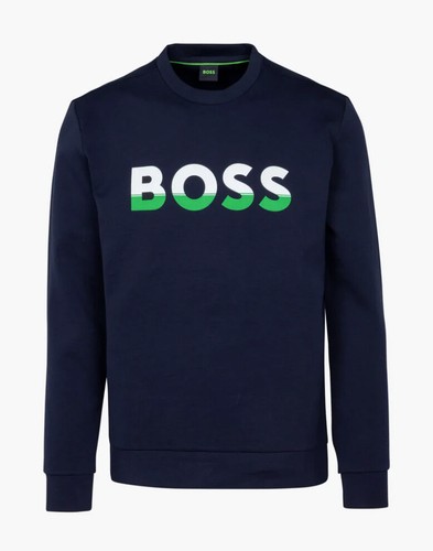 Hugo Boss Green Label Herren Navy Salbo 1 Double Knit Crew Pullover Sweatshirt - Bild 1 von 5