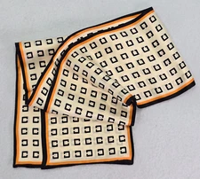 Vintage 100% Silk Scarf Double Layer Rectangular 58" Modern Geometric