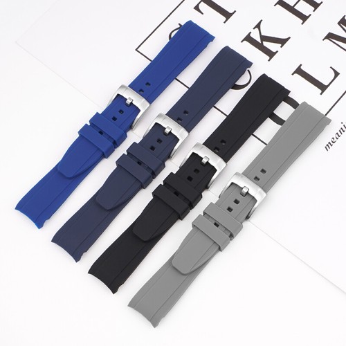 Curved End Silicone Bracelet Rubber Watch Strap Band 18 20 21 22 24mm Replace - Picture 10 of 29