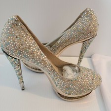 Gianmarco Lorenzi Women's Crystal Studded Stiletto Platform Pumps - Size EU 39