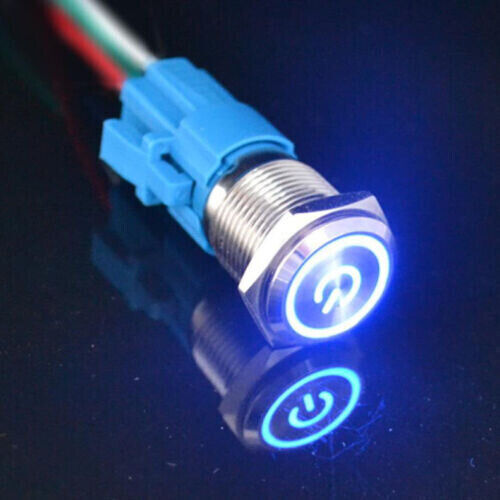 16mm 12V LED ON OFF Waterproof Stainless Steel Latching Push Button ...