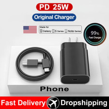 25w Type USB-C Super Fast Wall Charger 3FT Cable For Samsung Galaxy S20 S21 S22