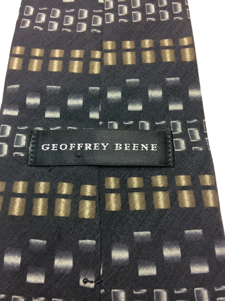 CORBATA HOMBRE GEOFFREY BEENE NEGRA CON GRIS Y DORADO 4 X 57  Foto 4 de 4