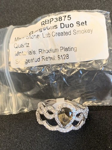 Ring Bomb Party RBP3875 Lab Smokey Quartz Sz 10 SRP $128 Gorgeous Duo Set - Picture 3 of 5