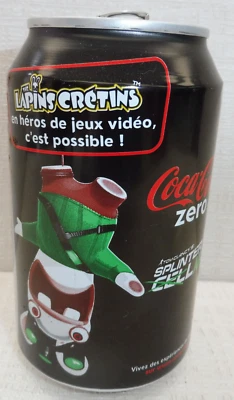 COCA COLA® CANETTE VIDE 33CL ZERO LAPINS CRETINS SPLINTER FRANCE 2010 - Photo 1/4