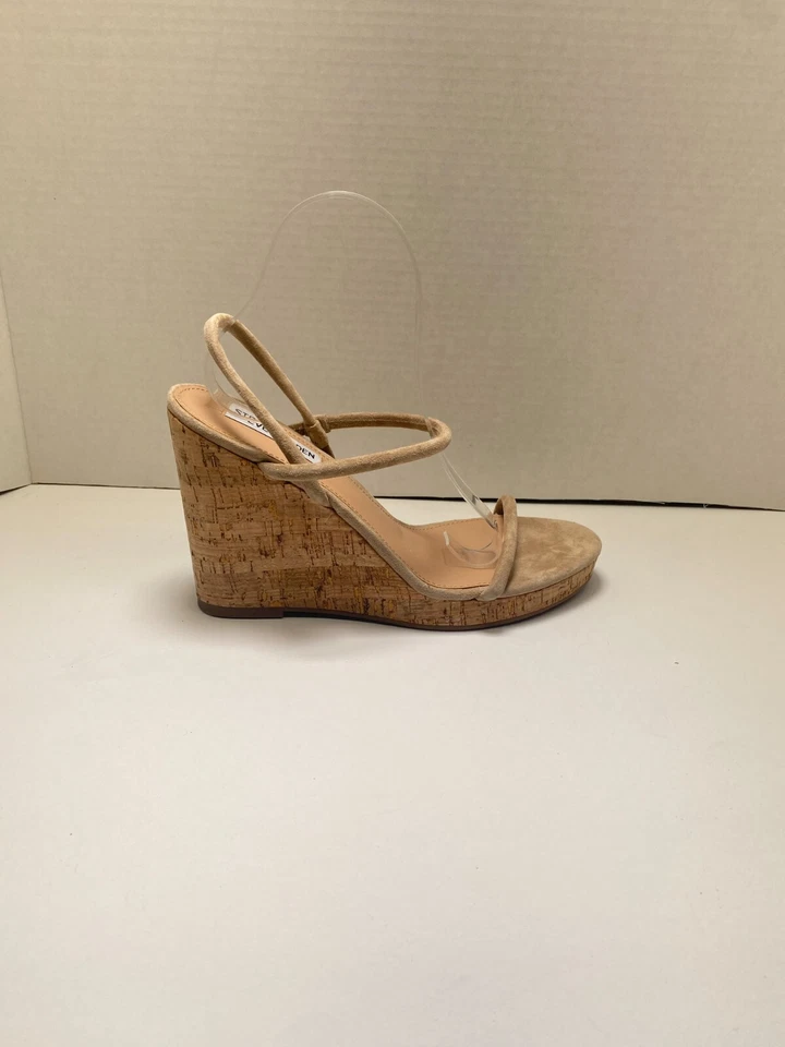 Sandalias de cuña STEVE MADDEN para mujer Udell con tiras de gamuza tostada plataforma talla 11 Foto 2 de 4