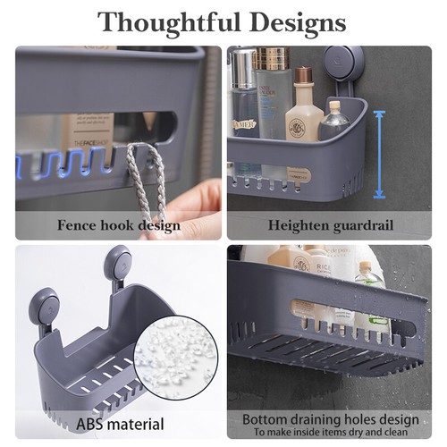 Vacuum Caddy Shower Basket No-Drilling Removable Bathroom Wall Shelf Basket - Picture 32 of 43