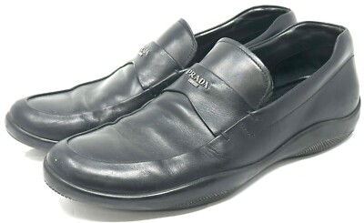 PRADA Milano 4D2008 Black Leather Driver Loafers Size US  display picture 3
