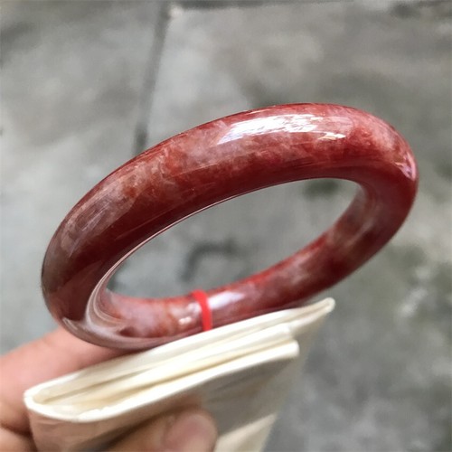 58MM Myanmar Natural Icy Red Jadeite Jade Bracelet Bangle Jade Bracelet - Picture 9 of 11