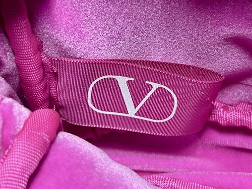 Valentino Beauty Small Hot Pink Velvet Travel Pouch Makeup Wrist Bag Clutch - Picture 3 of 6