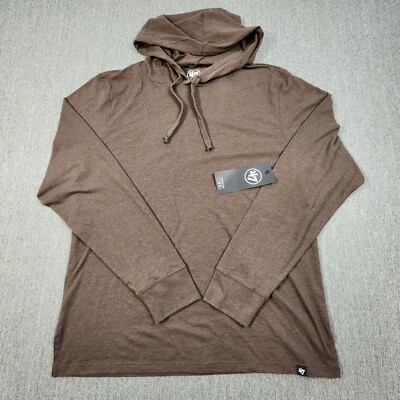 '47 Brand Mens L Hooded Long Sleeve Shirt Brown