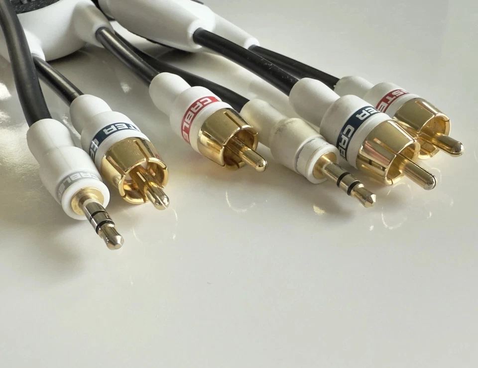 Cable de audio estéreo RCA qty2/Monster Audio AUX 3,5 mm 1/8" a 2, 7 pies, lote de 2 Foto 2 de 4