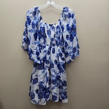 Alice + Olivia Women's Floral Print Silk Mini A-Line Dress Blue & White Size XS