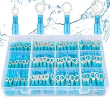 haisstronica Ring Terminals,200PCS Marine Grade Heat Shrink Ring Connectors-Blue