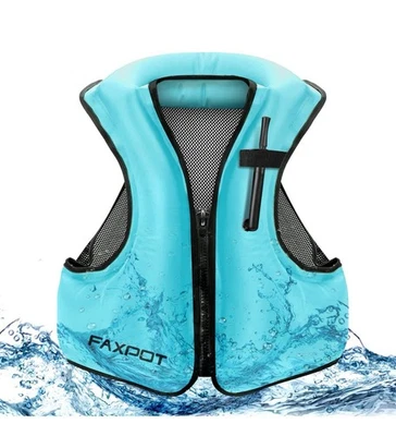 FOXPOT S/M BLUE Faxpot Inflatable Snorkel Vest for Adults Blue Swim & Kayak Vest