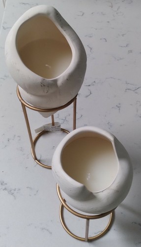 Vintage Seashell Candle Holders on Metal Gold Stands Set of 2 Coastal Beach - Picture 2 of 9