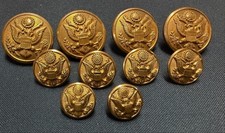 US Army Great Seal Buttons Lot 10 WWII Winter Coat Gold Military Uniform