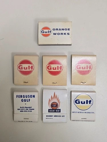 Lot of 7 VINTAGE GULF OIL MATCHBOOKS w/NR! L@@k!!!
