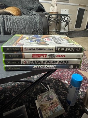 LOT OF 4 XBOX GAMES - N4S HOT PURSUIT 2, TRIPLE PLAY 2002, ESPN 2K5 HOOPS, NCAA
