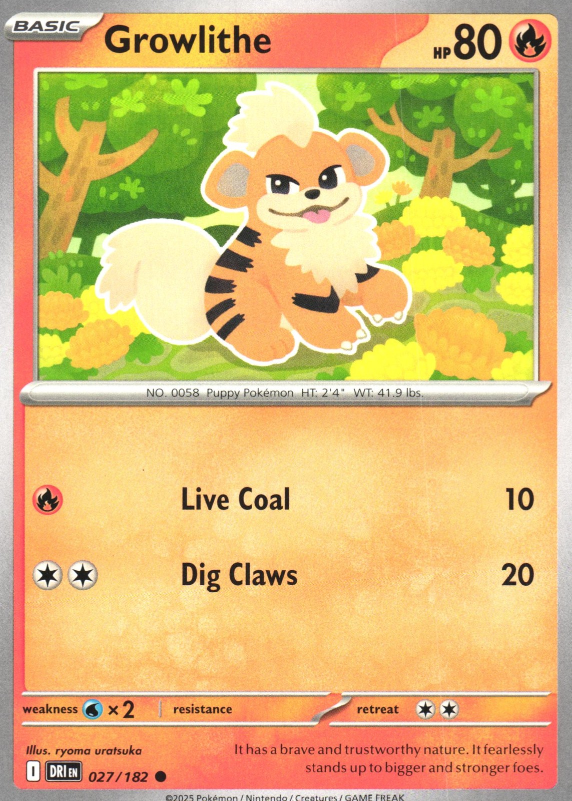 Growlithe #027/182 SV10: Destined Rivals Common Pokemon Card NM/M