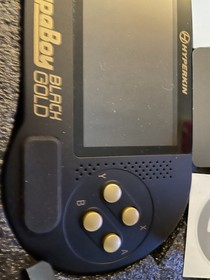 Hyperkin SupaBoy Portable Pocket Black Gold Console Two Carts Retro Gaming SNES