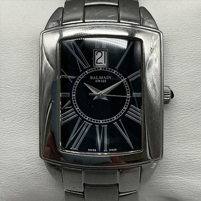 Pierre Balmain Mens Watch 32mm Black Dial Stainless Bracelet 3181 New Battery 8''