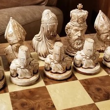 Classic Sculptures Chess Set Pieces Only no Board Bone And Gray