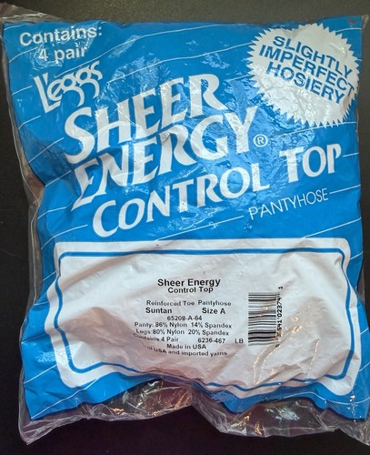 L'eggs Sheer Energy Control Top Slightly Imperfect Hosiery 4 Pair VTG Size A NIP
