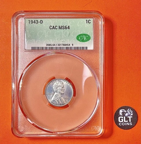 1943-D Steel Lincoln Wheat Cent ✦ CAC Certified MS64 ✦ WWII Emergency Issue