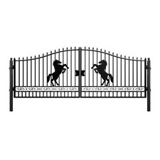 18X8FT Dual Swing Iron Gate with post for Driveway Anti-Rust Outdoor Gate