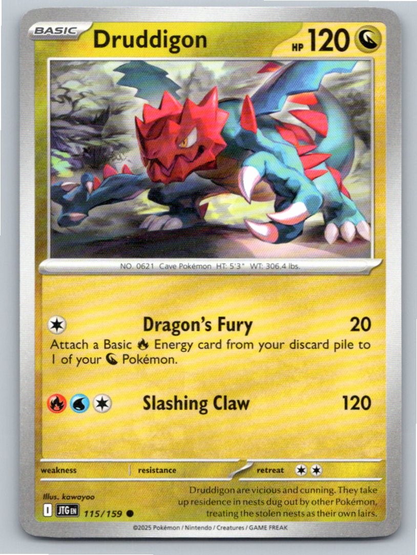 2025 POKEMON DRUDDIGON JOURNEY TOGETHER 115/159 COMMON NM A29722 FREE S&H