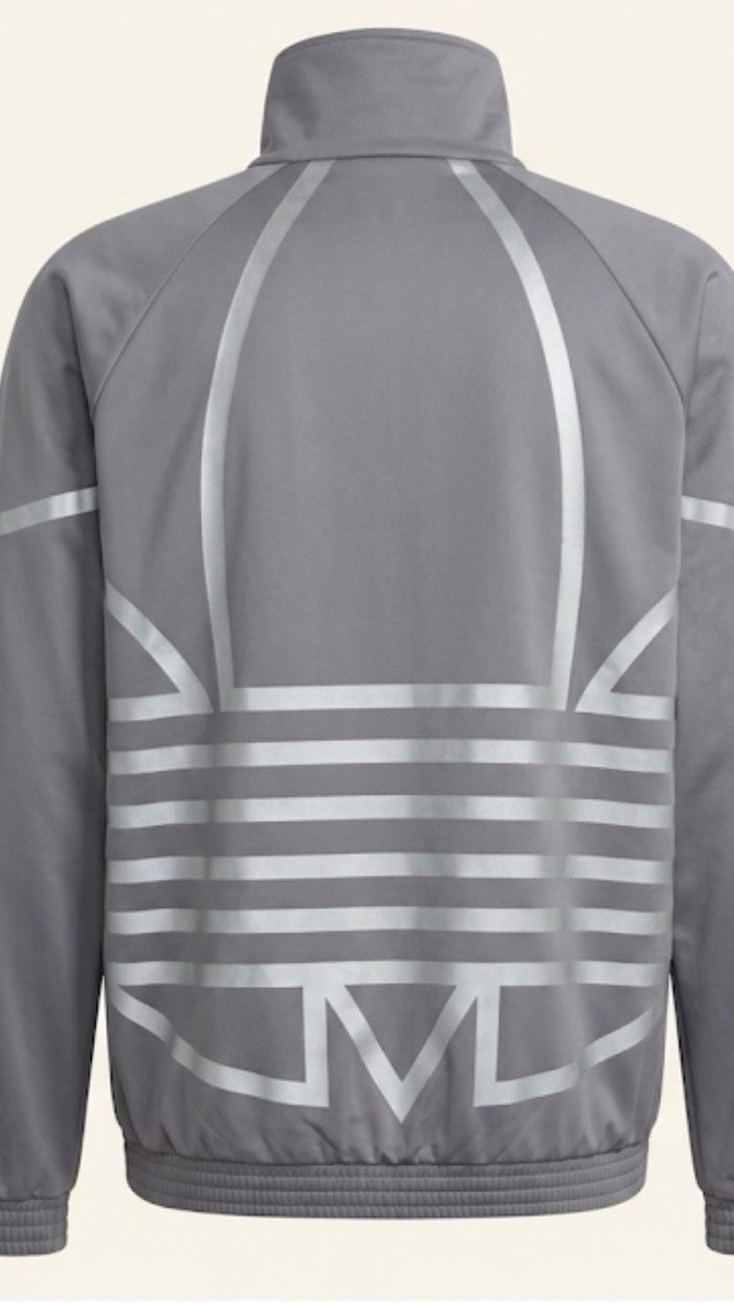 adidas Men's M Gray Full-Zip Track Jacket Stand-Up Collar Logo