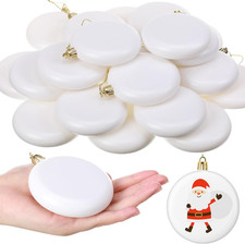 30 Pcs Christmas Blank White Ball Ornaments 3.15 Inch Plastic White Matte Flat D