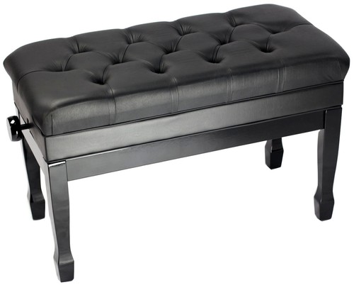 GRIFFIN Genuine Leather Duet Piano Bench Seat | Black Wood Keyboard Guitar Stool - Picture 3 of 14