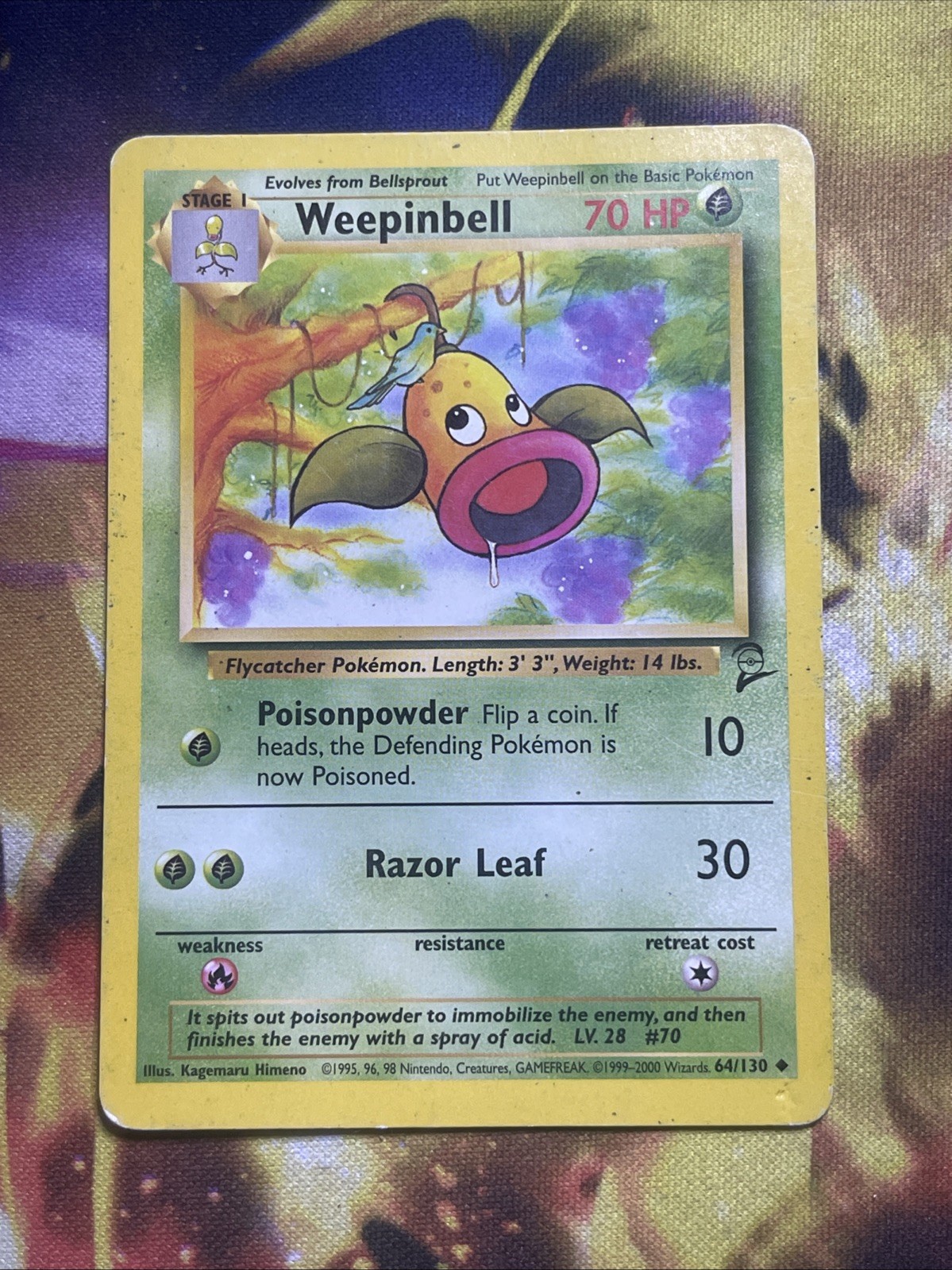 Weepinbell 64/130, Base Set 2, Pokemon TCG 