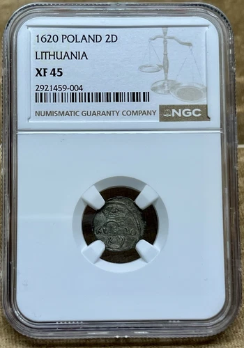 Lithuania / Poland 1620 2 Denar NGC XF 45 Kop.# 3409 R Sigimund III Vilnius 