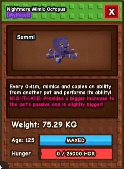 ROBLOX CORPORATION Titanic Nightmare Mimic Octopus - Grow A Garden - Fast Delivery!