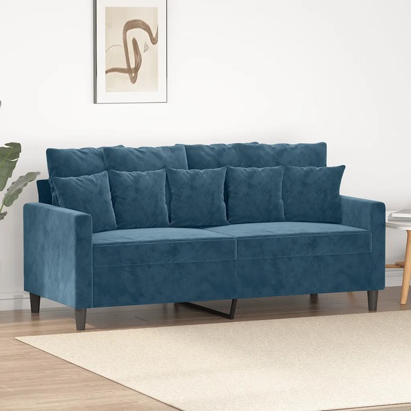 2-Sitzer Sofa Samt Blau 140 Cm Polstersofa Couch-image