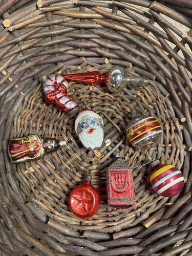 Beautiful Vintage Mercury Glass Christmas Ornaments & Mercury Glass Tree Topper - Picture 1 of 17