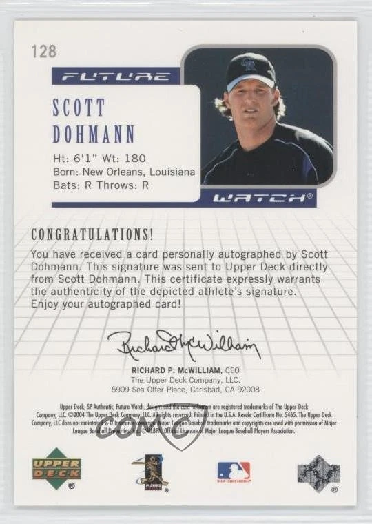 2004 SP Authentic Future Watch Auto /999 Scott Dohmann #128 Rookie Auto RC - Image 2 of 2