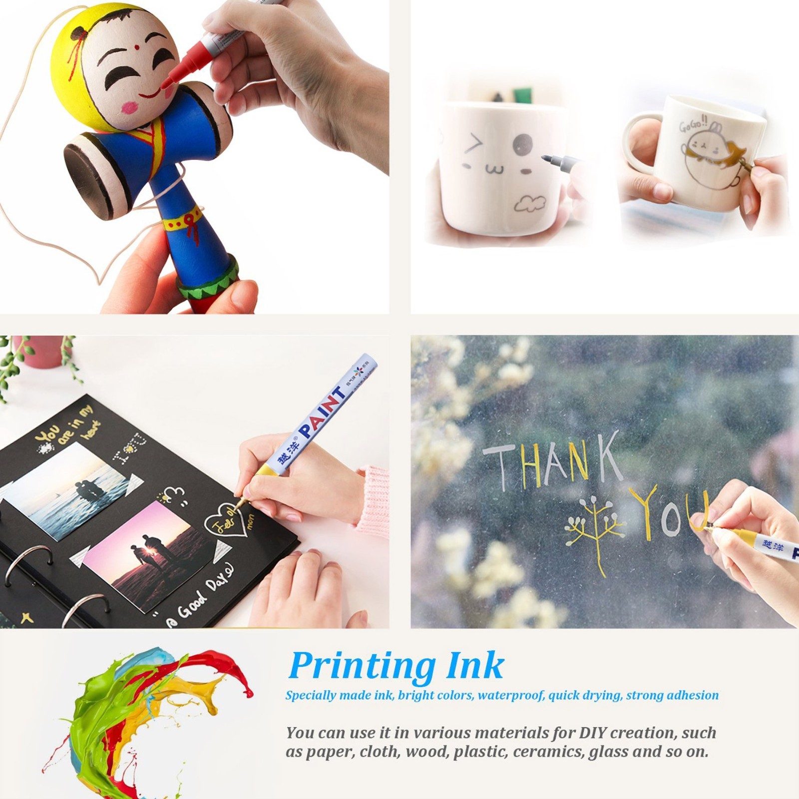 5PC White Paint Pen Marker Waterproof Permanent Car Tire Lettering Rubber Letter