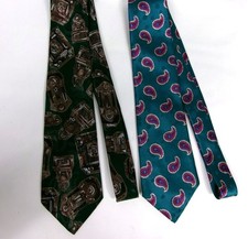 Vintage McGregor Abstract Mod 70s Geometric Grandpa Necktie Tie Lot of 2 USA