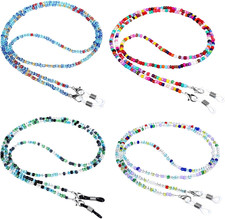4PCS Vintage Beaded Glasses Holder Strap Acrylic Stylish Eye Glass Holders Aroun