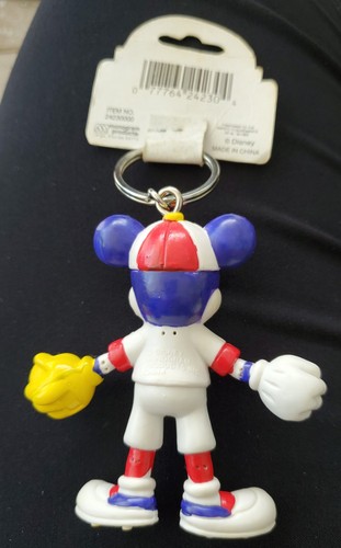Mickey & Friends Keyring/Keychain Baseball 3 1/2" Vintage - Picture 2 of 8