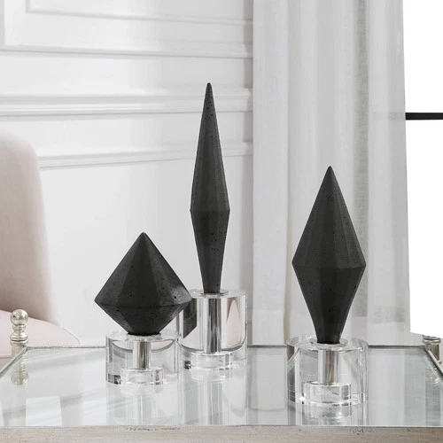 Uttermost Alize Black Diamond Modern Sculptures Set of 3 - Picture 1 of 2