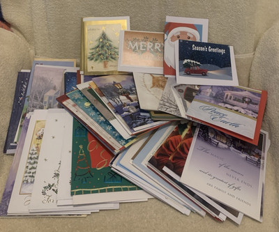 92 Pc Assorted Brands & Sizes CHRISTMAS CARDS w/ENVELOPES Lot #50 3LBS - Unused