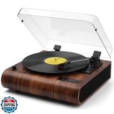 VOSTERIO Bluetooth Record Player, 3 Speed Turntable with Built-in Speakers, R