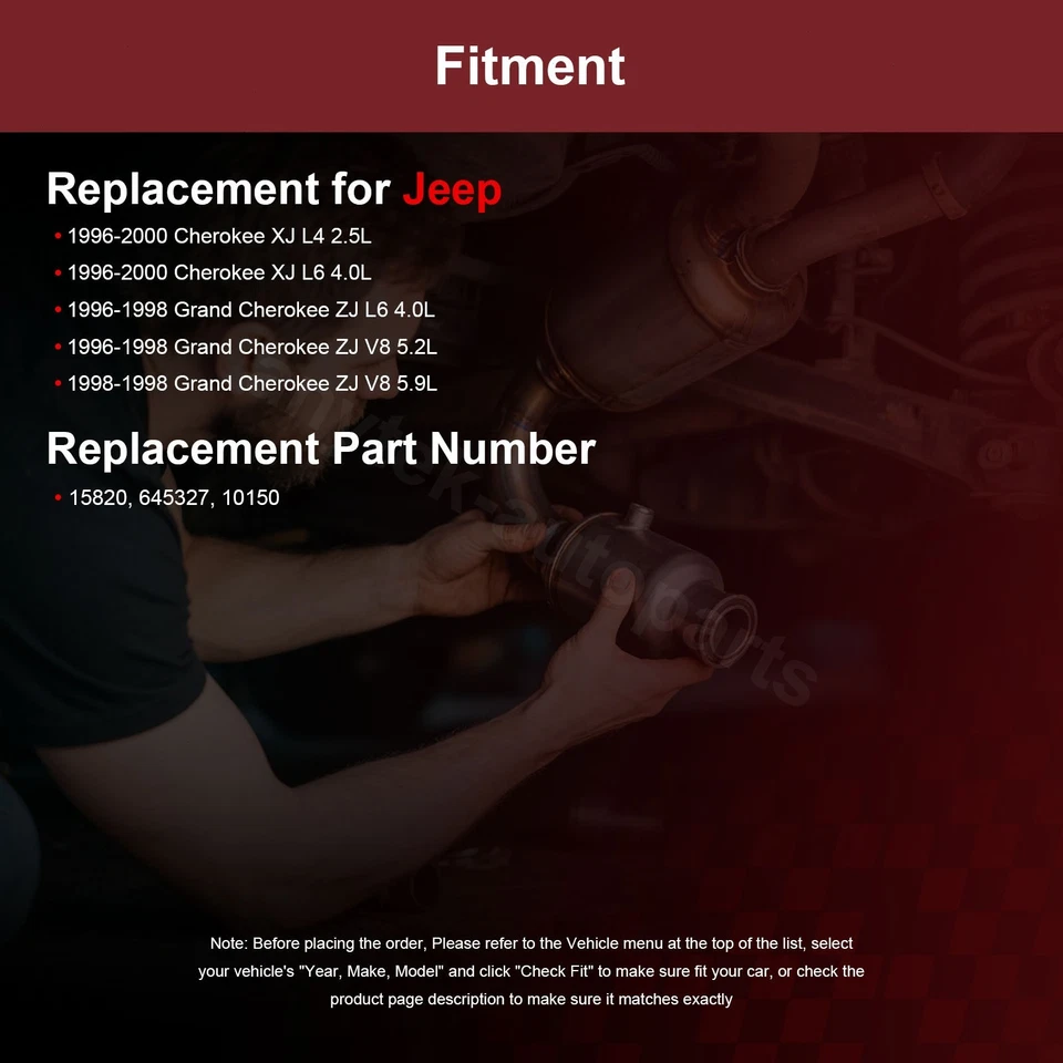 Convertidor catalítico ajuste directo para Jeep Cherokee y Grand Cherokee 1996-1999 2000 Foto 3 de 4