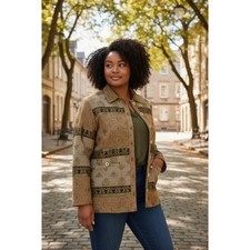 Sag Harbor Women's Size 6 Brocade Tapestry Blazer Jacket Earth Tones